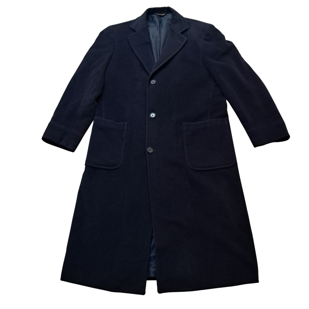 Trussini Boyds Overcoat Mens IT 50 US 40 Navy Piacenza Orjlag Cashmere Wool Coat